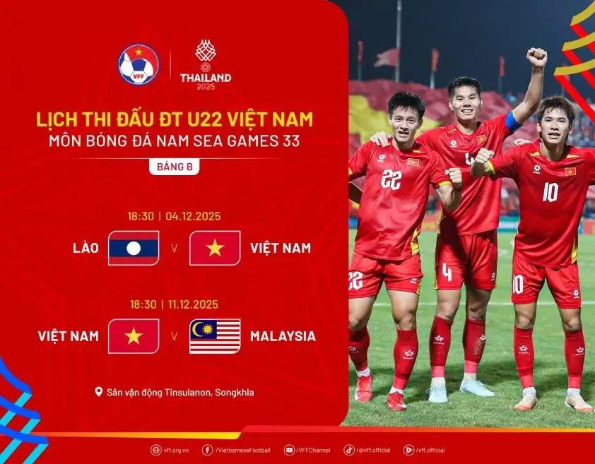 Lịch thi đấu của U22 Việt Nam tại SEA Games 33